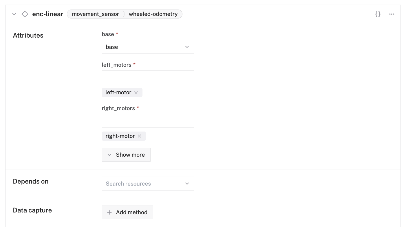 An example configuration for a wheeled-odometry movement sensor.